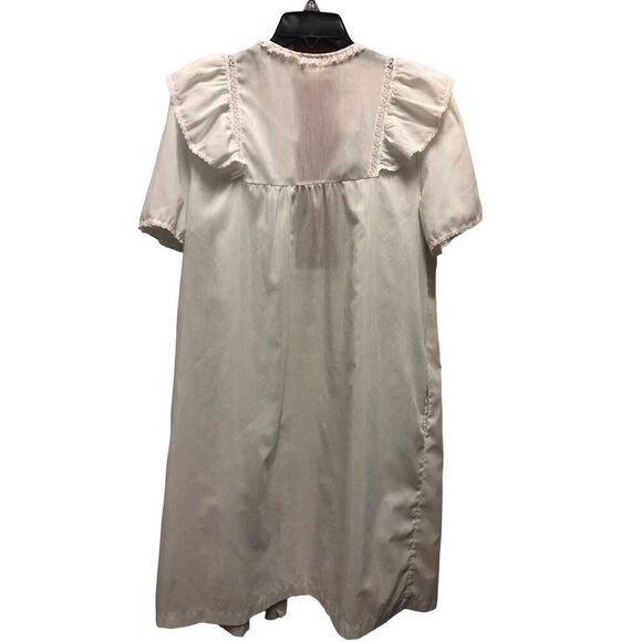 Barbizon Women’s Lightweight Off White Lace Trim Floral Embroidered Two Piece Ni - Picture 6 of 14